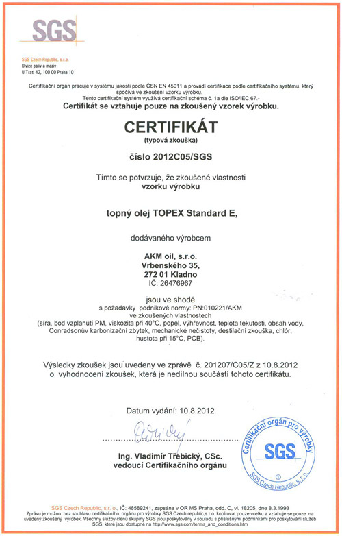 certifik�t pro topn� olej